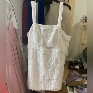 SHEIN White Fringe Mini Dress